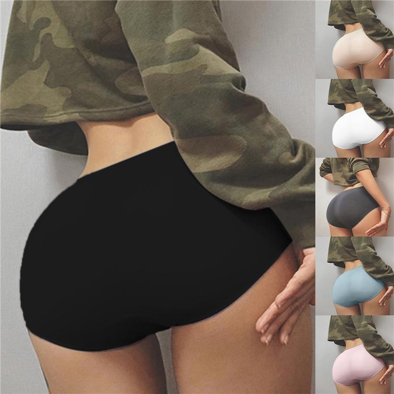 

Women' Panties Women Sexy Lingerie Yoga Fitness Shorts Seamless High Waist Underwear Breathable Ladies Brief Solid Color Female, Black
