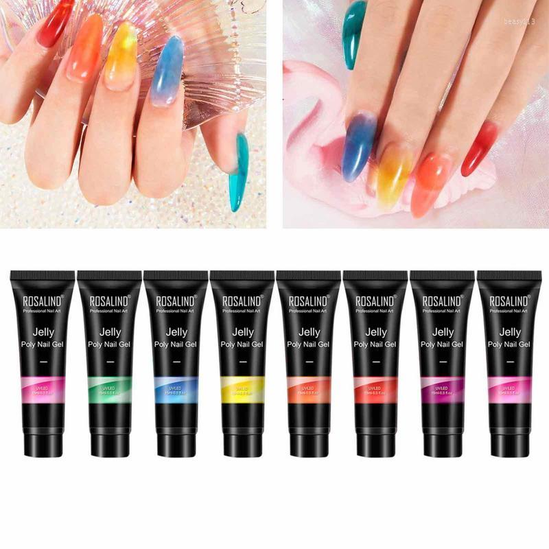 

Nail Art Kits 8pcs Jelly Extension Gel Flexible Transparent Glaze Set Crystal UV Potherapy Glue Amber Extender