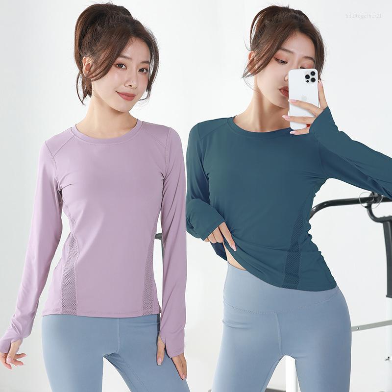 

Active Shirts 2023 Long Sleeve Yoga Sport Top Fitness Gym Sports Wear For Women Femme Jersey Mujer Running T Shirt, Picture color