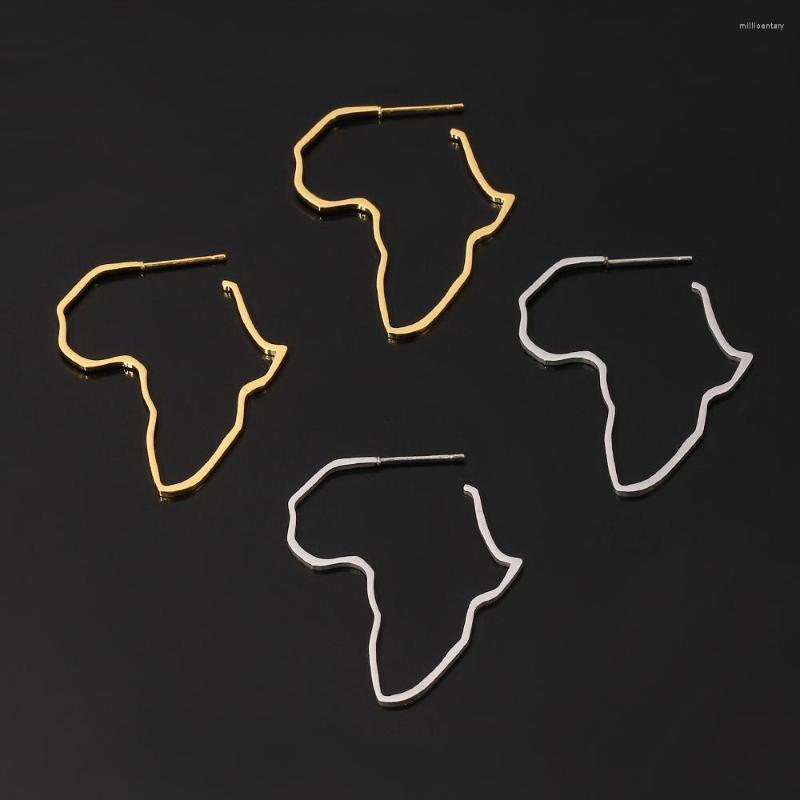 

Dangle Earrings Africa Map Exaggerate Stud Earring Gold Color African Ornaments Traditional Ethnic Hyperbole Gifts Stainless Steel Jewelry