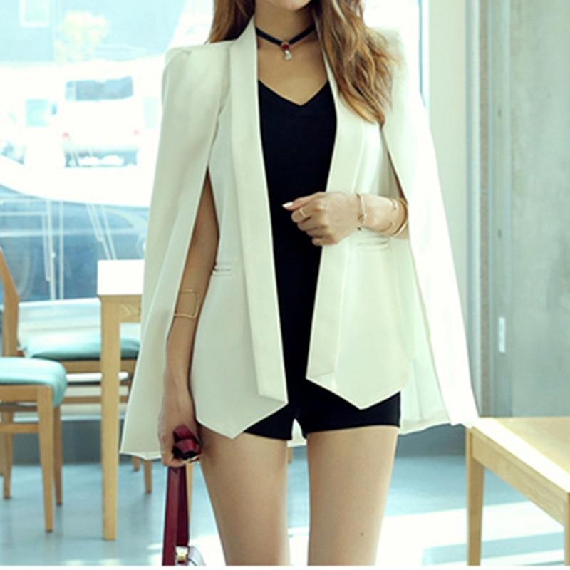 

Pants Solid Colors OL Blazer Jacket Black and White Shawl Collar Casual Lapel Cardigan New Female Autumn Splitsleeve Cloak Blazers