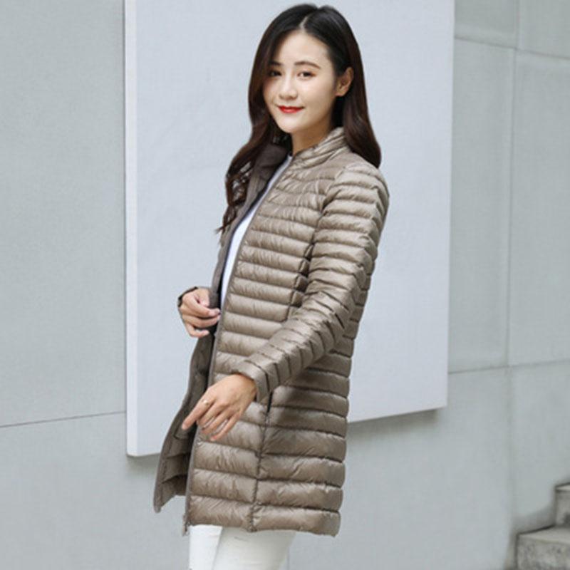 

Parkas Autumn Winter Women White Duck Down Jacket Female ultra Light Slim Thin Zipper Warm Feather Long Down Coat Good Quality Parkas, Khaki