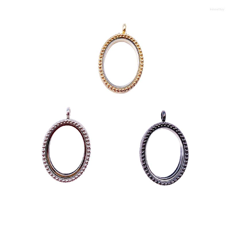 

Pendant Necklaces 1PC Oval Locket Necklace Keychain Jewelry Charms Po Pet Collars Glass Floating Living Memory For Ashes