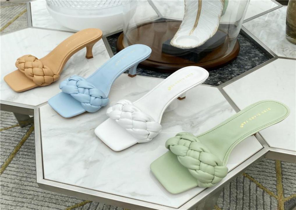 

2020 Luxury Slides Women 9cm High Heels Mules Fetish Summer Sandals Low Heels Slippers Prom Platform Stripper Green Blue Shoes X104987015, Black