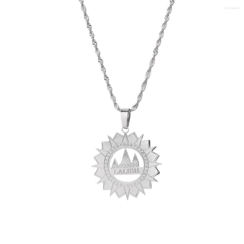 

Pendant Necklaces Stainless Steel Silver Color Lalish Fashion Yezidi Faith Pilgrimage Charm Jewelry