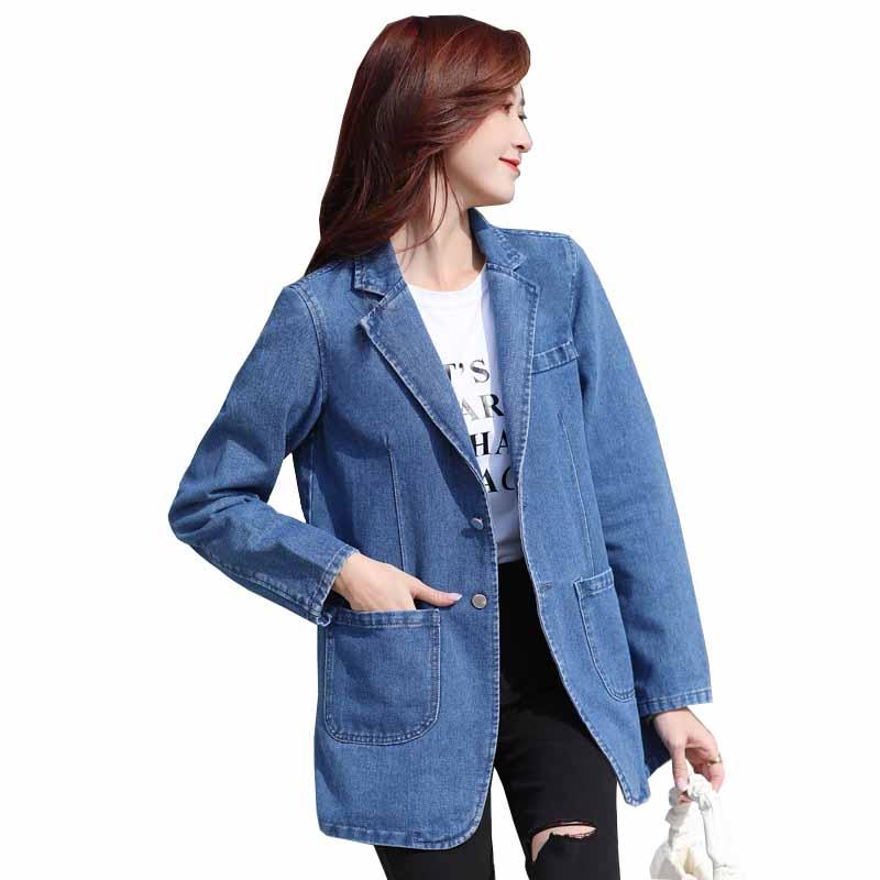 

Pants 2022 Fashion Denim Blazer Women Short Jackets Long Sleeves SingleBreasted Pocket Jeans Coats Outerwear Casual Tops Lady JH156, Black