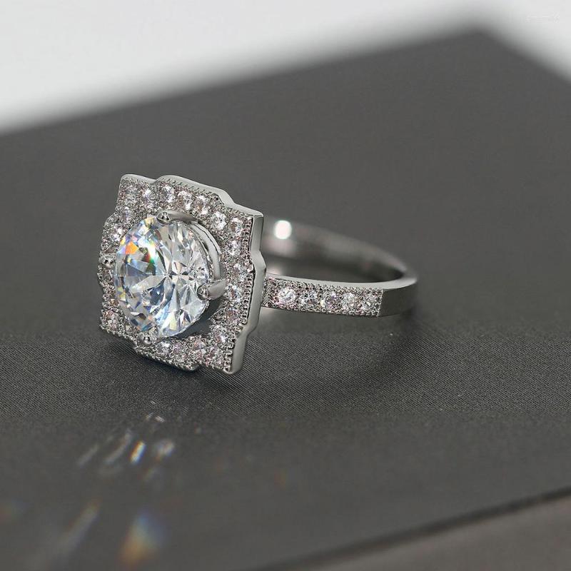 

Cluster Rings ZHOUYANG Geometric For Women Unique Style Big Cubic Zirconia Silver Color Wedding Engagement Gifts Fashion Jewelry R655