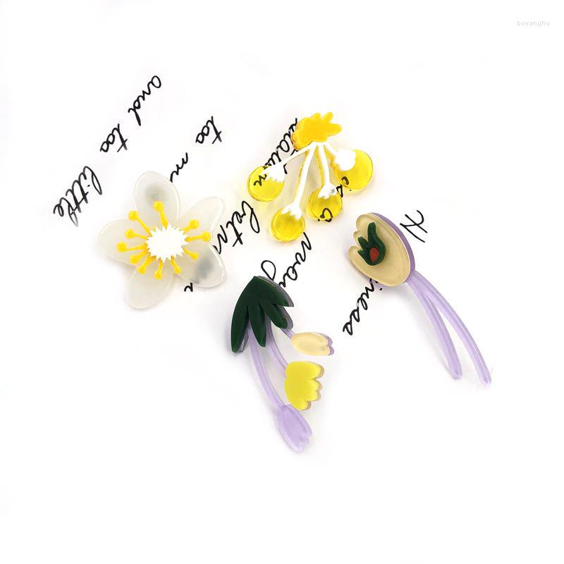 

Stud Earrings Lovely Sweet Colorful Acrylic Personalized Tulip For Women Girls Cute Transparent Pear Flower Yellow