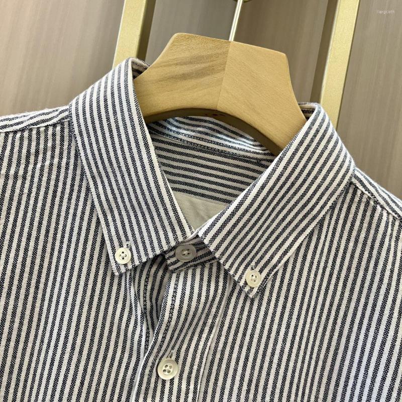 

Men' Casual Shirts Black Embroidered Shirt With Vertical Stripes
