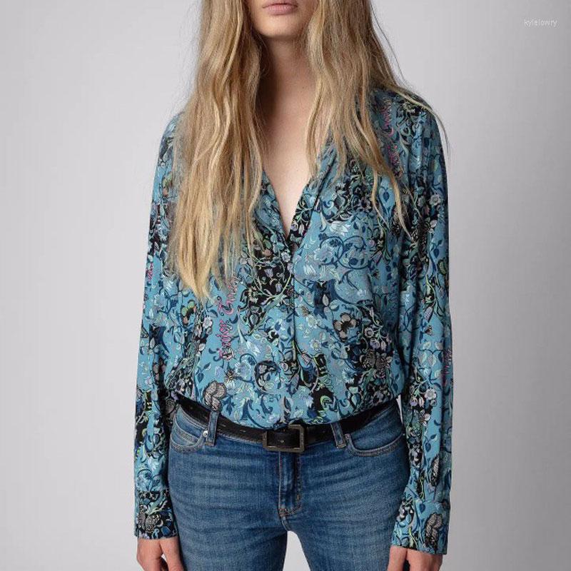 

Women's Blouses Summer 2023 Floral Print Long Sleeve Shirt, Skirt