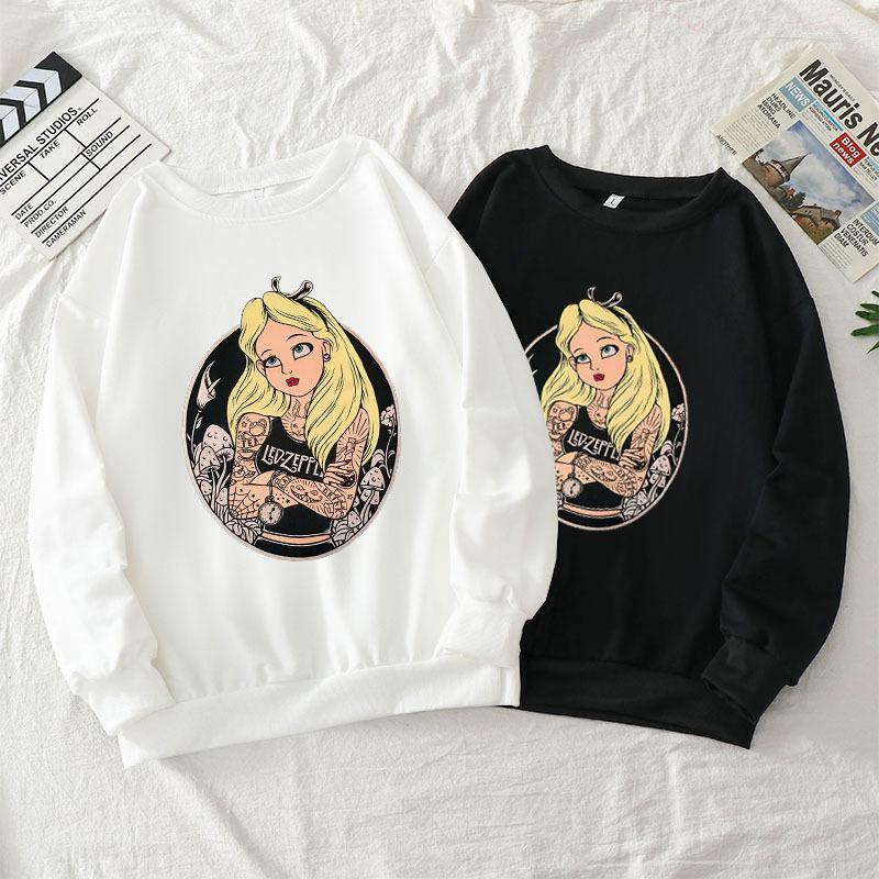

Women's Hoodies Kpop Dark Girl Goth Men/Women Cotton Crew Neck Sweatshirt Casual Fashion Pullover Streetwear Unisex Harajuku Oversize Tee, Black