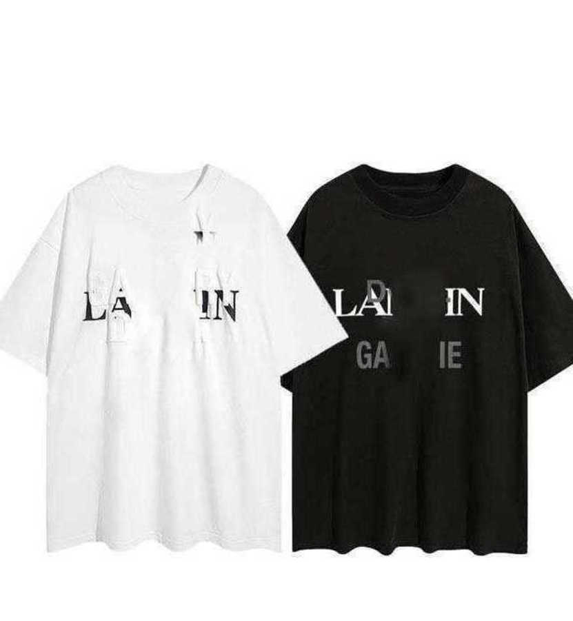 

SS23 Designer Lanvins T Shirt Branded High Street Loose Short Sleeve Couple Tshirts For Men And Women Couple Cotton Base Tee, Black