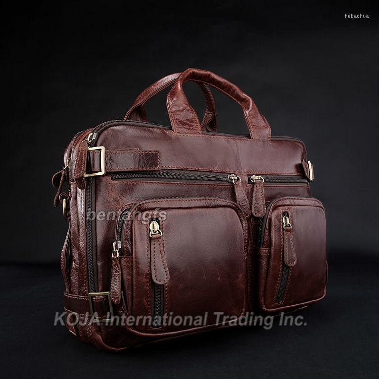 

Backpack High Quality Fashion Genuine Men's Leather Travel Luggage Tote Bag School, Dark brown