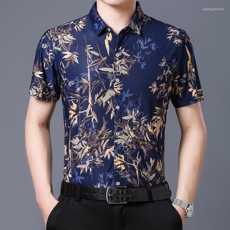 

Men's Casual Shirts Summer Printed Gilded Mens Hawaiian Quick Dry Soft Thin Slim Luxury Short Sleeve Beachwear Shirt Tops Lapels, Blue