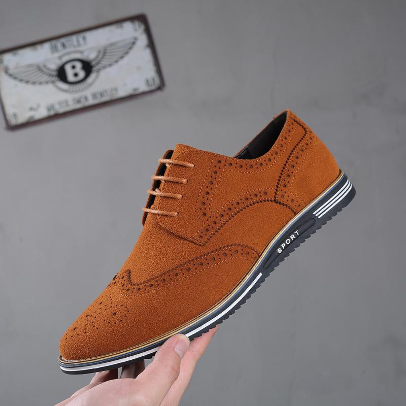 

Dress Shoes Leather For Men Formal British Gentleman Brogue Lace Up Oxfords