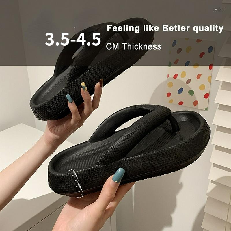 

Slippers Flops Summer Thong Flip Casual Outdoor Beach Sandals EVA Flat Platform Thick Soled Non-slip Slides, Black