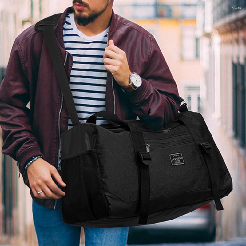 

Outdoor Bags Gym Bag Large Capacity Weekender Multi-Pockets Multifunctional Lightweight With Shoe Compartment For Swimming Hiking Camping, Dark khaki