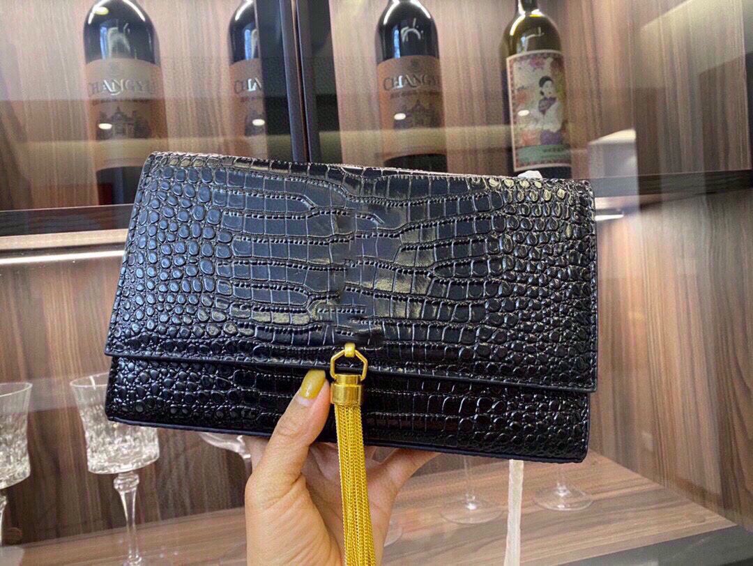 

Designer bag backpack for cross Crocodile Chain bag Single Flap hand leather embossed tassel bag women bag shoulder body bag cross body Dkjq, Black