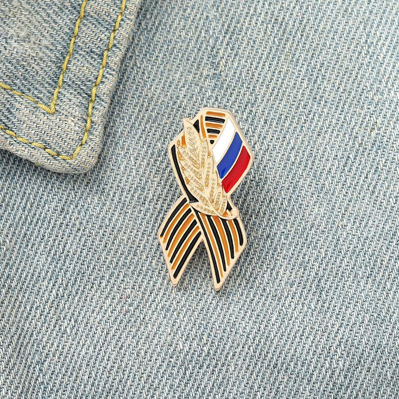 

Brooches Personalized Russian Flag Lapel Pins Enamel Pin Wheat Ear For Women Backpack Badge Jewelry Friends Fans