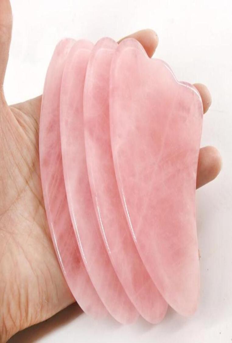 

quality Rose Quartz pink Jade Guasha Board Natural Stone Scraper Chinese Gua Sha pad8319887