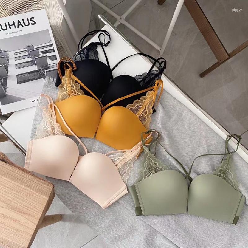 

Bras Sets 2023 Summer Front Closure Contrast Color Ladies Underwear Seamless Lingerie Push Up Bra And Panty Lace Beauty Back Pack, Beige