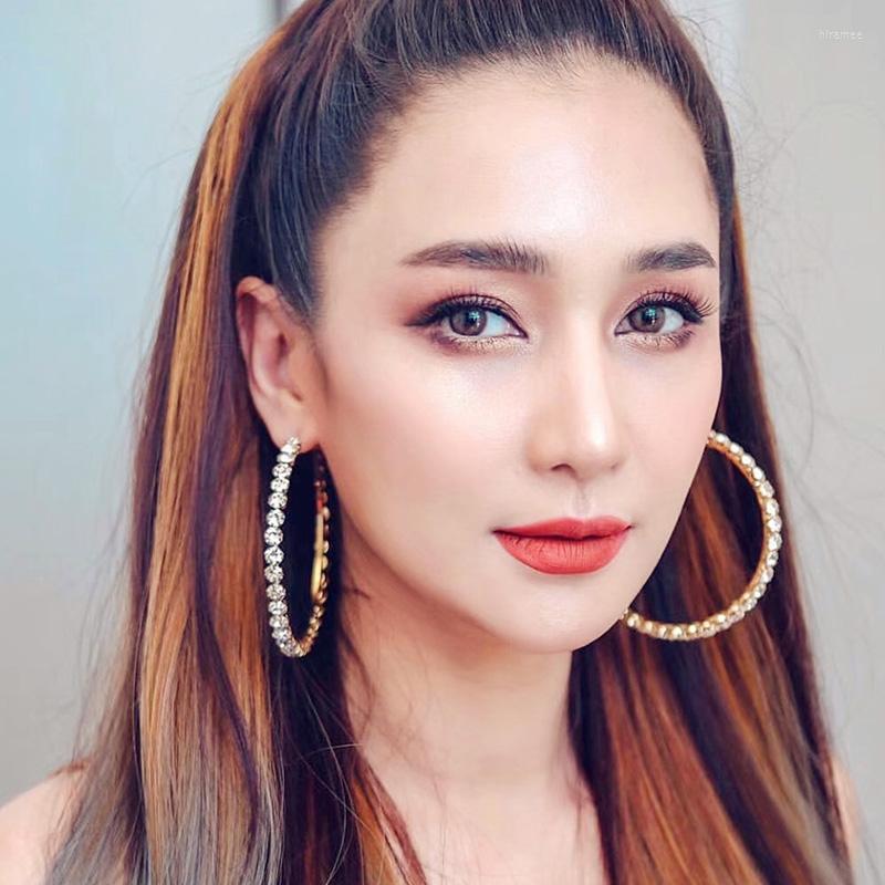 

Hoop Earrings TREAZY Stunning Crystal Rhinestone Big Gems For Women Fashion Statement Prom Wedding Jewelry Accessories