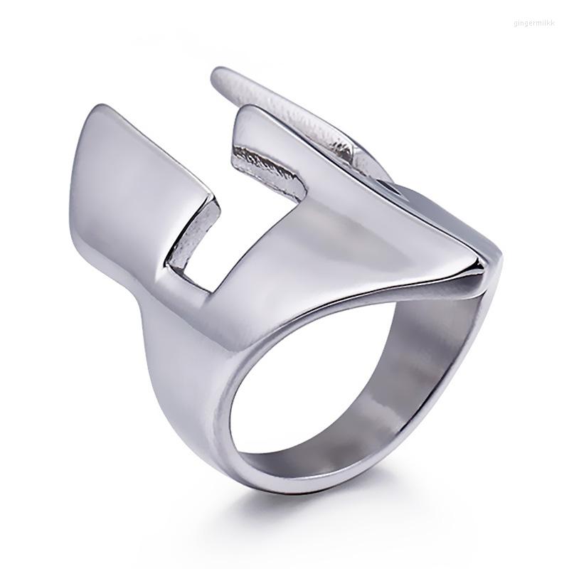 

Cluster Rings Domineering Masks Big Ring Silver Color Stainless Steel Men's Trade Sparta Helmet Roman Retro Gladiator Male Jewelry