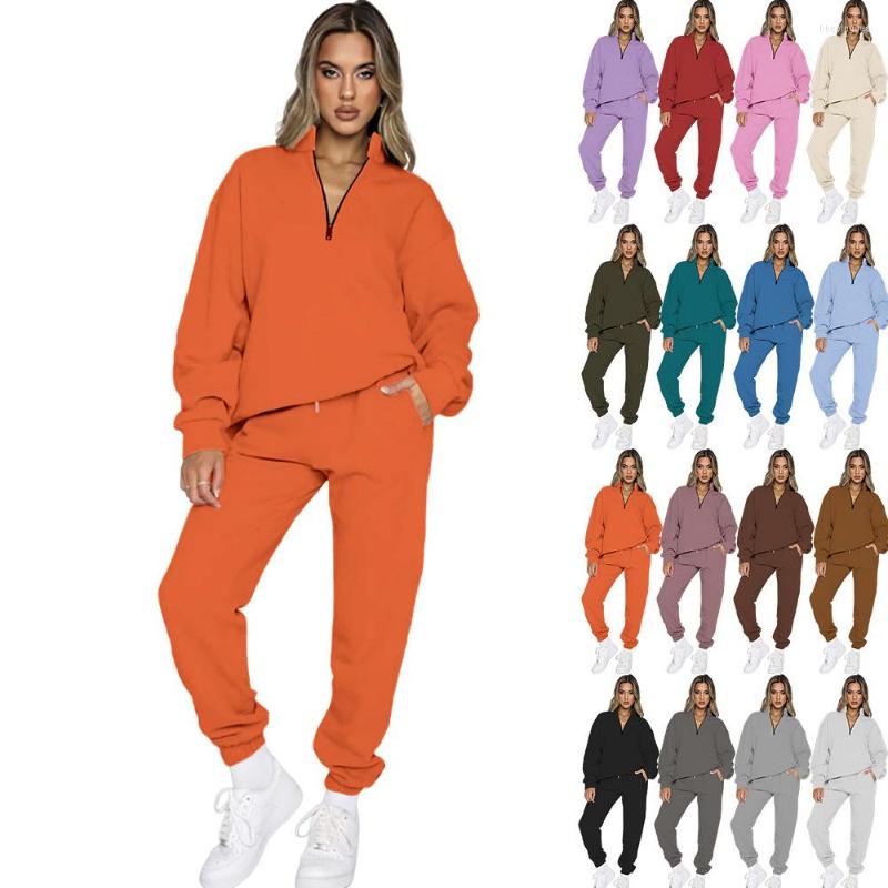 

Women's Two Piece Pants Women Sweatshirt Sets 2pcs Sale Casual Zip Pullover Coats And High Elastic Pocket Harem Pant Suits ZC394, Armygreen
