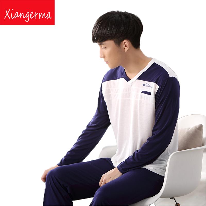 

Men's Sleepwear Pijama Adulto Anime Blue Pyjamas Men Hedging Casual Full Sleeve Pyjama Button Soft Nightwear