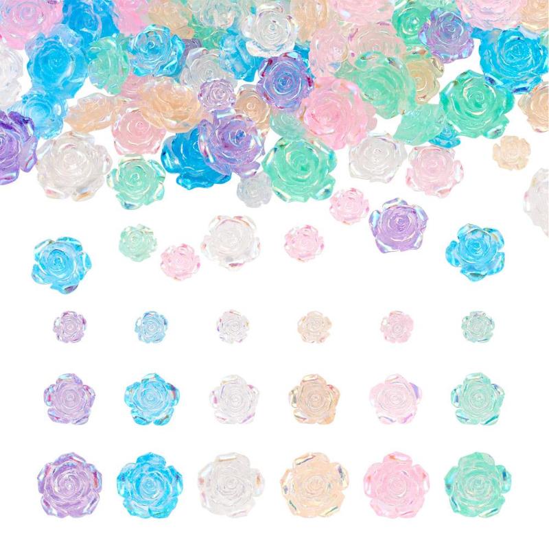 

Pendant Necklaces Kissitty 300Pcs Mixed Color Rose Transparent Resin Cabochons AB Plated For DIY Earring Bracelet Necklace Jewelry