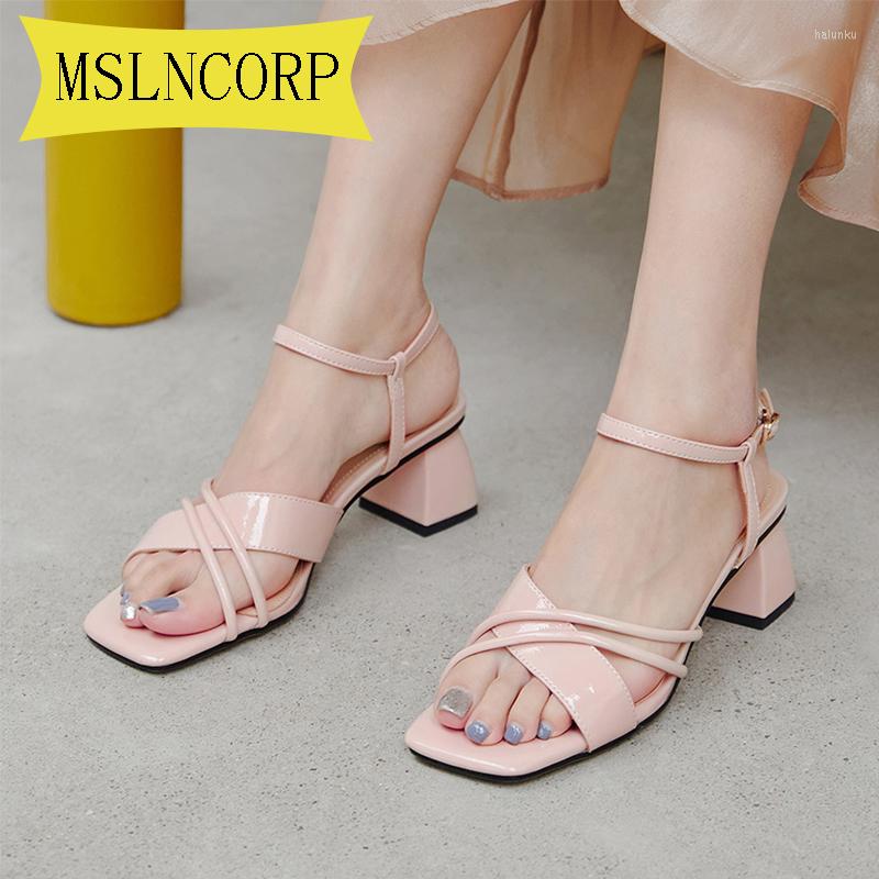 

Sandals Plus Size 34-43 Thin Heels Women Pumps Ankle Cross Strap Shoes Woman Ladies Square Toe High Dress Party, Beige