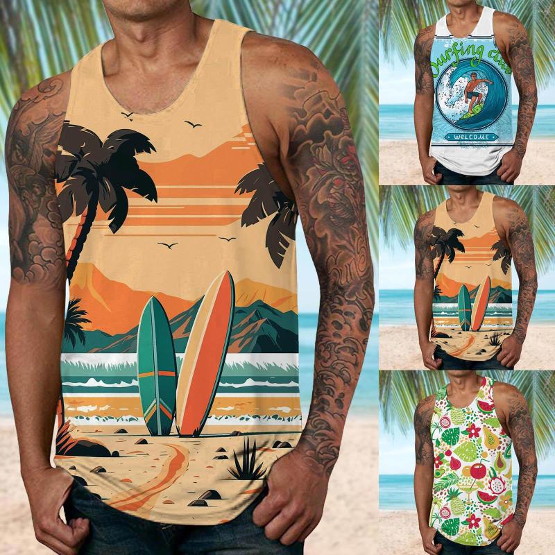 

Men's Tank Tops Medium Short Men Fashion Spring Summer Casual Sleeveless O Neck Camouflage Printed T Shirts For Big And Tall, Blue