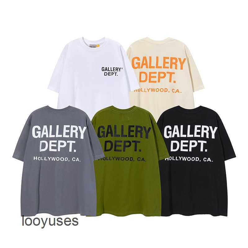 

Summer Tshirts T Mens Shirt Dept Galleryes 2023 Letter Print Loose Round Neck Short Sleeve T-shirt Trendy Brand Couple Bottom Shirt, White