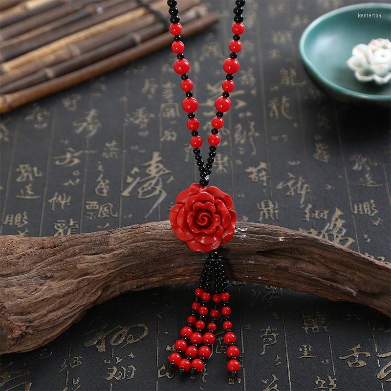 

Pendant Necklaces Red Cinnabar Carved Lucky Necklace Chain Bead Pendants Women Jewelry Transshipment Gift