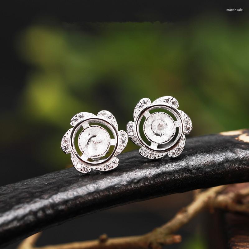 

Stud Earrings 925 Sterling Silver Crystal 6mm 7mm 8mm Round Bead Or Pearl Semi Mount Women Wholesale