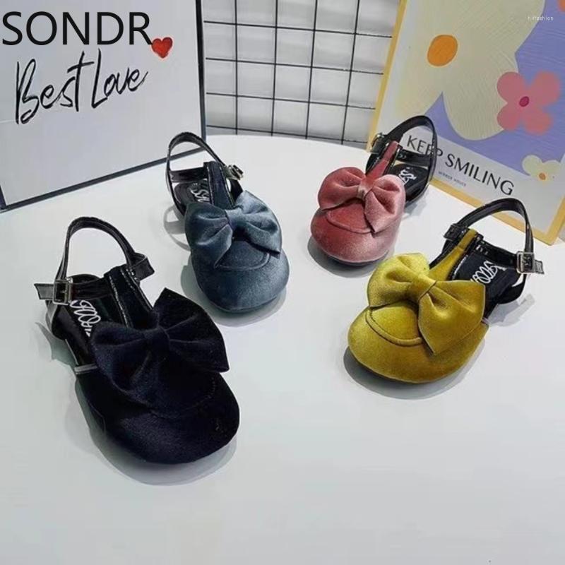 

Sandals Womens Round Toe Velvet Bowknot Flats Slingbacks T-strap Shoes Summer Beach Girls 2023, Black