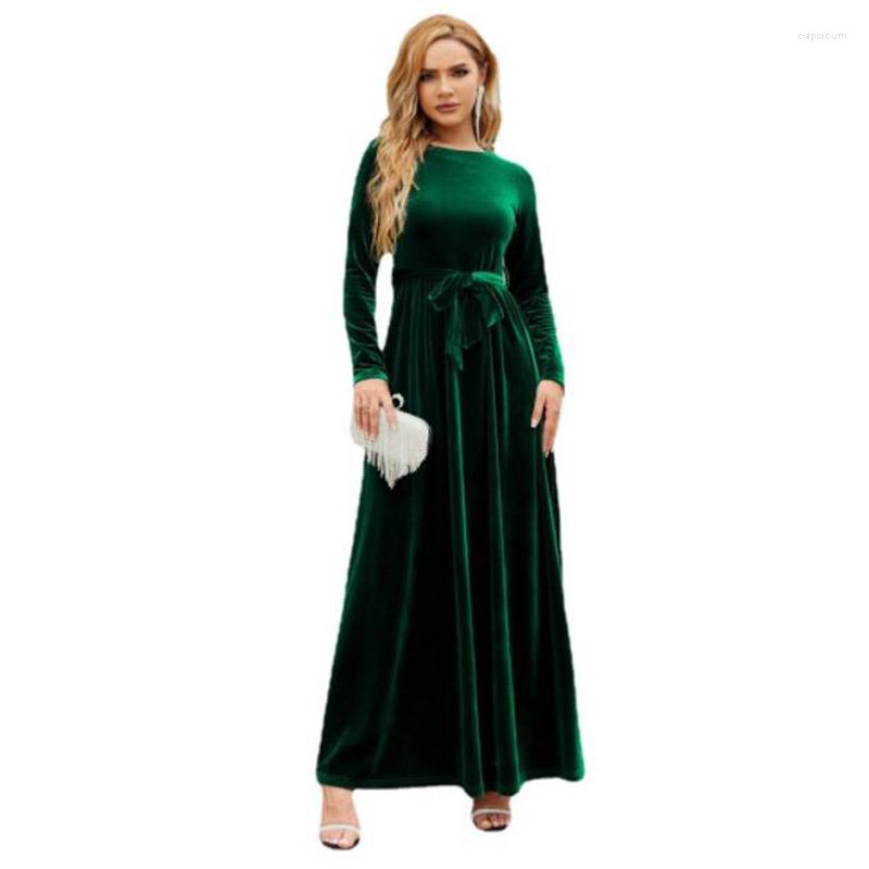 

Casual Dresses Female Autumn Winter Women' Dress 2023 Fashion Long Sleeve Round Neck Leisure Temperament Women NBH748, Green