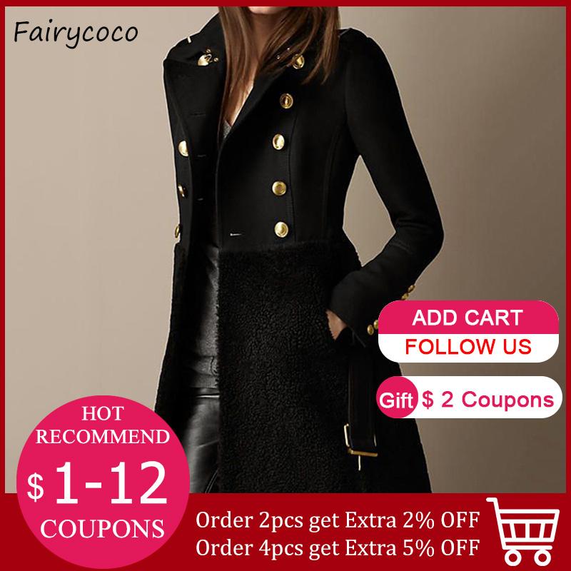 

Fur Coat Winter Women 2020 New Aline Fashion Simple European Style Button And Midlength Style Black Lapel Elegant Thickened