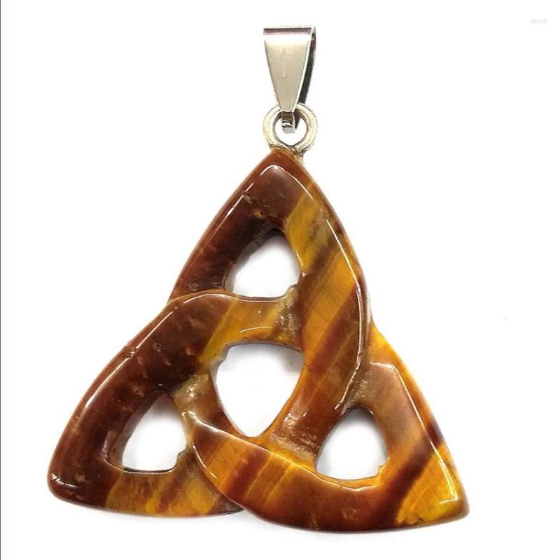 

Pendant Necklaces FYJS Unique Silver Plated Geometric Shape Tiger Eye Stone For Party Gift Green Aventurine Jewelry