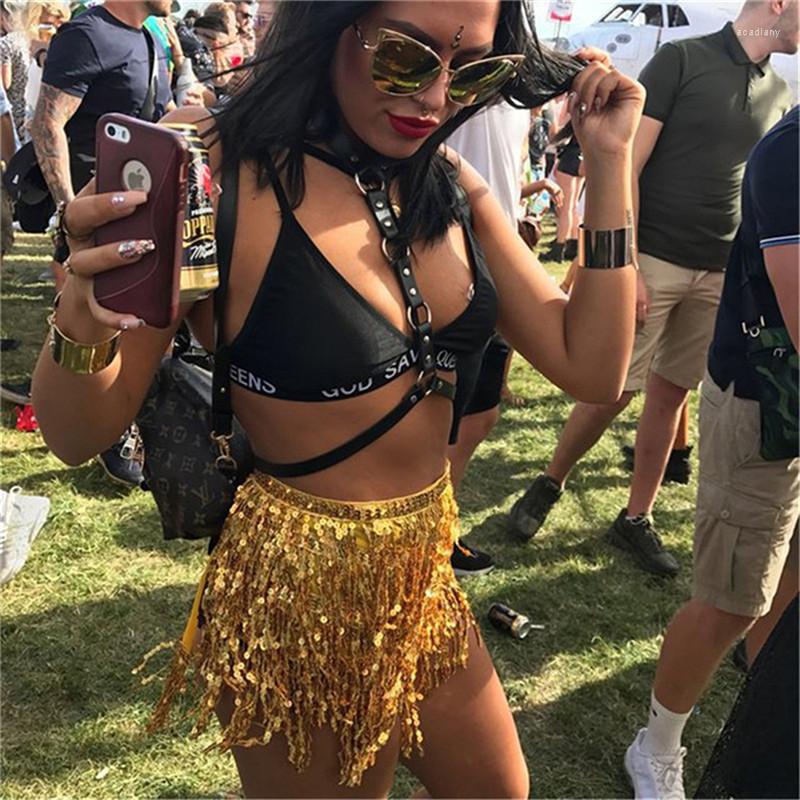

Skirts Women Girls Mini Wrap Summer Sexy Skirt Belly Dance Hip Glitter Sequins Tassel Sundress, Gold