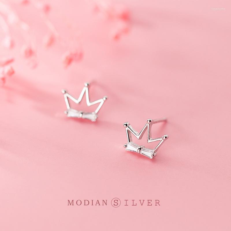 

Stud Earrings MODIAN Classic Sparkling Zircon Hollow Crown Earring For Women 925 Sterling Silver Minimalist Ear Pin Fine Jewelry 2023
