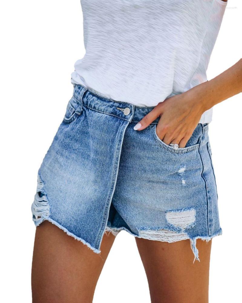 

Women' Shorts Summer Women Denim Skirts Blue Jeans Street Wear Ripped Hole Tassel