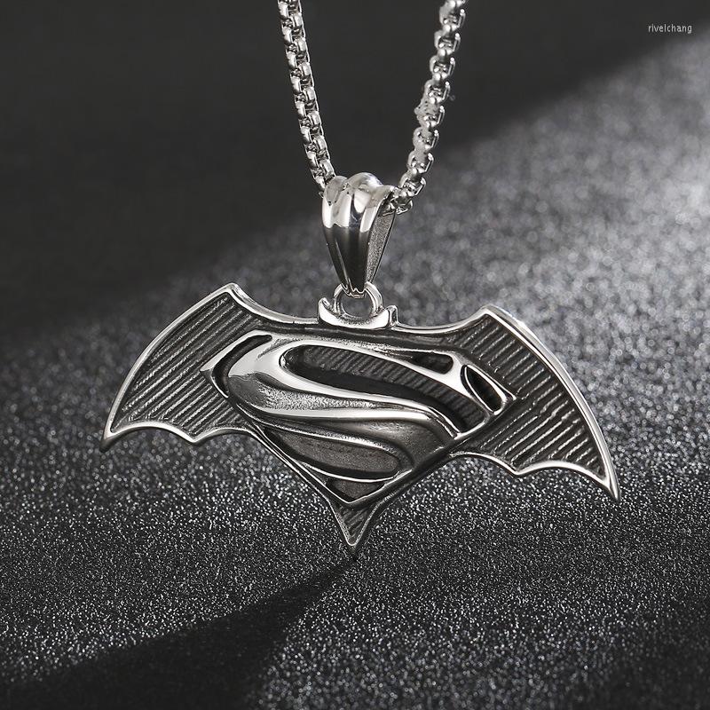 

Pendant Necklaces European And American Retro Personality Bat Men's Titanium Steel