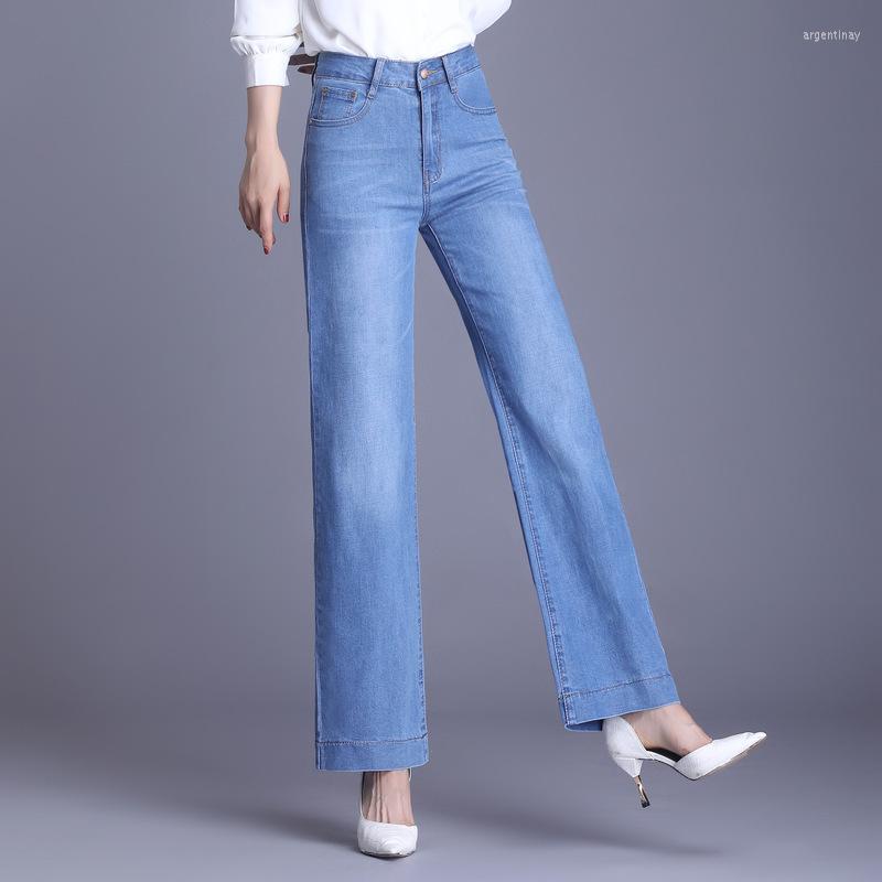 

Women's Jeans 2023 Women's Autumn And Winter High Waist Straight Elastic Loose Fashion Wide Leg Casual Pants, Light blue