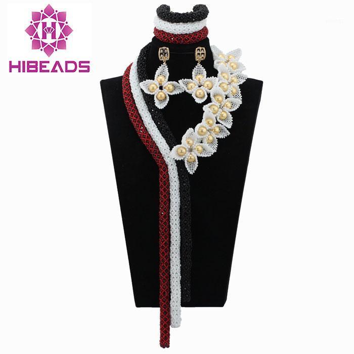 

Necklace Earrings Set & 2023 Chunky Nigerian Crystal Beads African Costume Bridal ALJ830, Picture shown