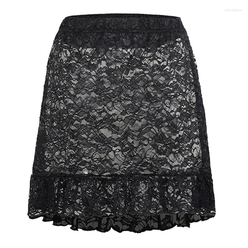 

Women' Swimwear Charming Lace Short Beach-Cover Up For Women See Through Beach-Skirt Bikinis Cover Skirt Hollow Out, Black