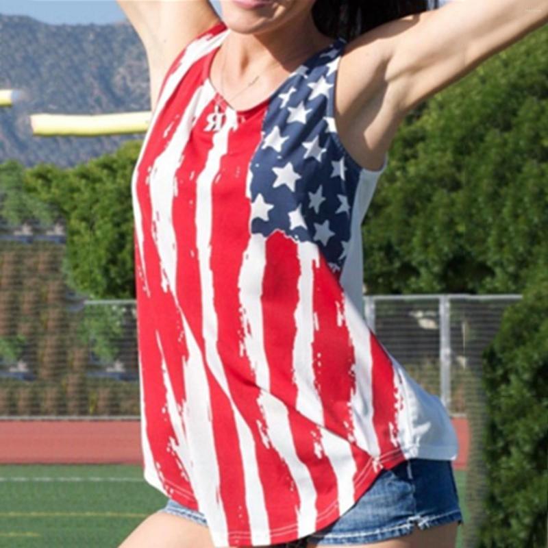 

Camisoles & Tanks Women' American Flag Printed Casual Tank Top Medium Short Summer Woman Shirts, Red