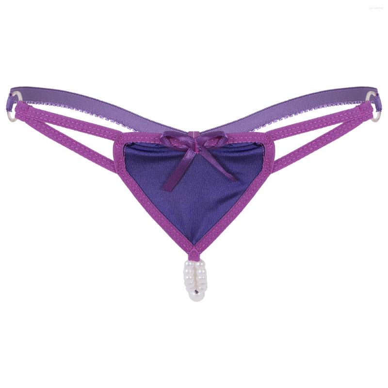 

Women's Panties Womens Sexy Erotic Briefs Sissy Underwear Low Waist Elastic Waistband Artificial Pearls G-string Thong T-back Underpants, Black