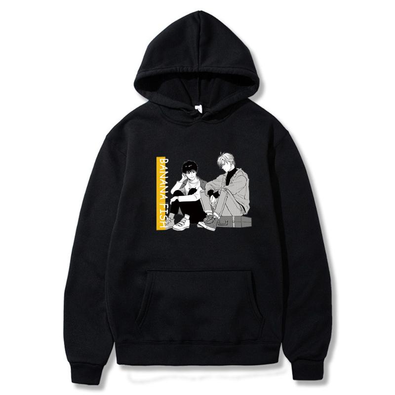 

Men's Hoodies & Sweatshirts Classic Anime Banana Fish Hoodie Women Fashion Harajuku Hooded Printed Costume Hip Hop Streetwear Unisex, Black