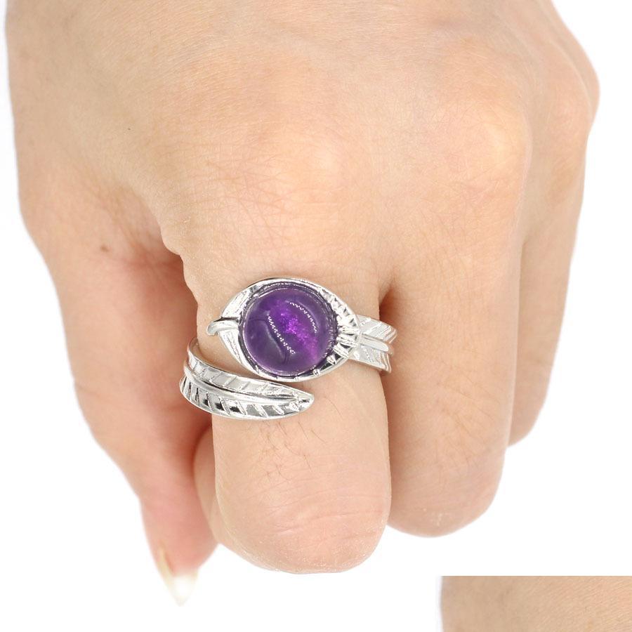 

Cluster Rings Leaf Shape Round Stone Quartz Healing Chakra Opening Pink Purple Natural Kallaite For Women Men Drop Delivery Jewelry R Dhrjn